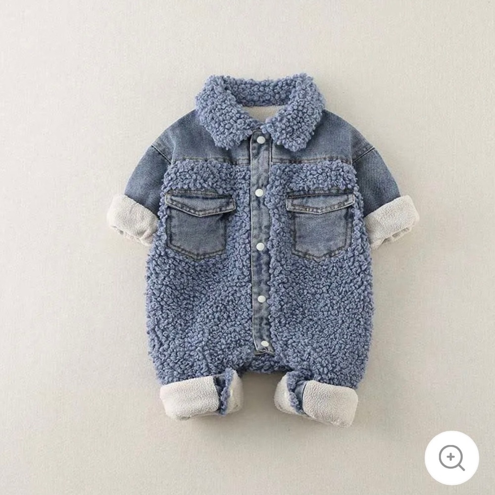 Miniolie Denim Fleece Romper One Piece
